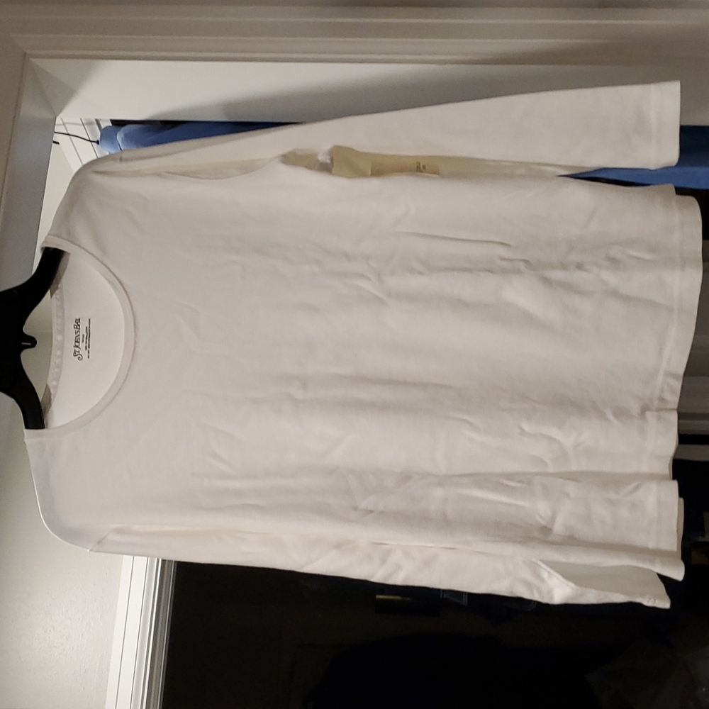 New white cotton long sleeve top.